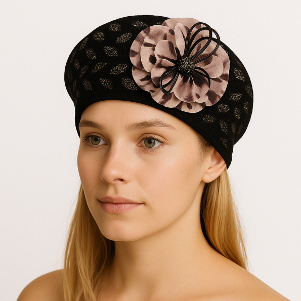 Midnight Bloom Lace Beret – Woman