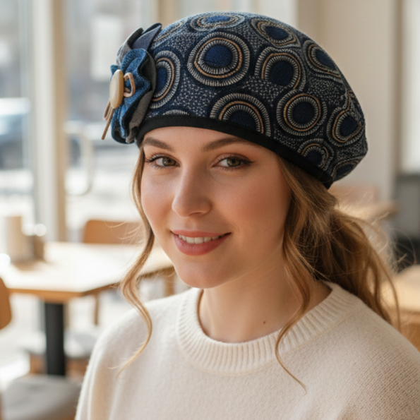 The Indigo Bloom Beret 1