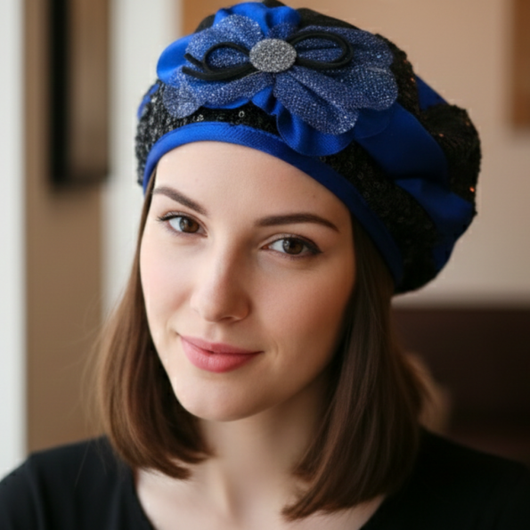 The Sapphire Sequin Beret 1